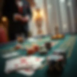 Elegant baccarat game setup with cards and chips