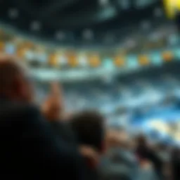 Spectators eagerly watching a basketball game in a stadium