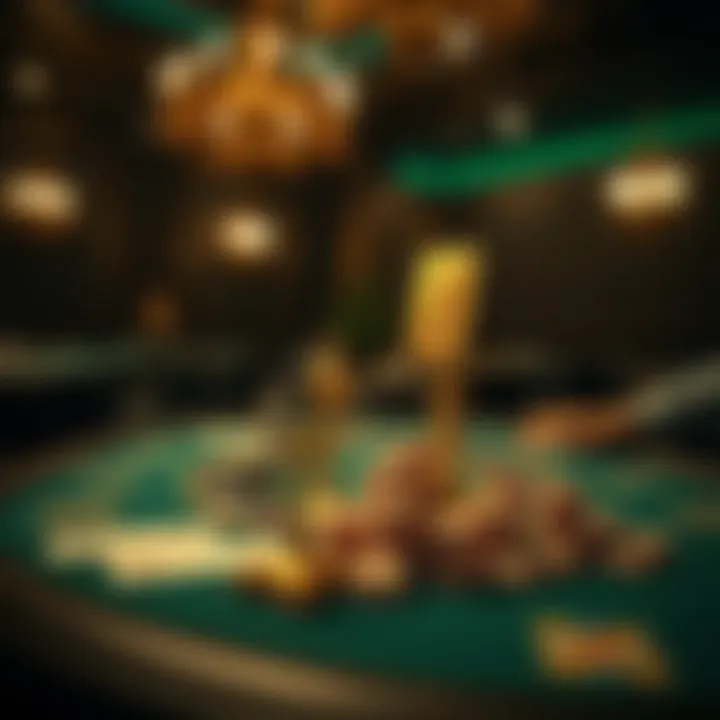 Historical depiction of a blackjack table in a classic casino setting