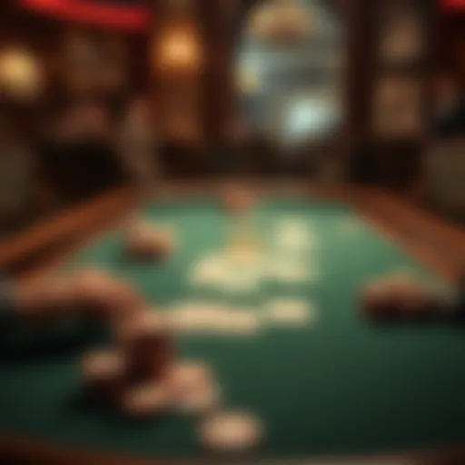 A classic poker table set up with cards and chips