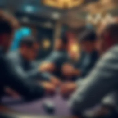 Strategic poker players engaged in a tense game