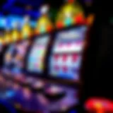 Colorful slot machine reels in motion