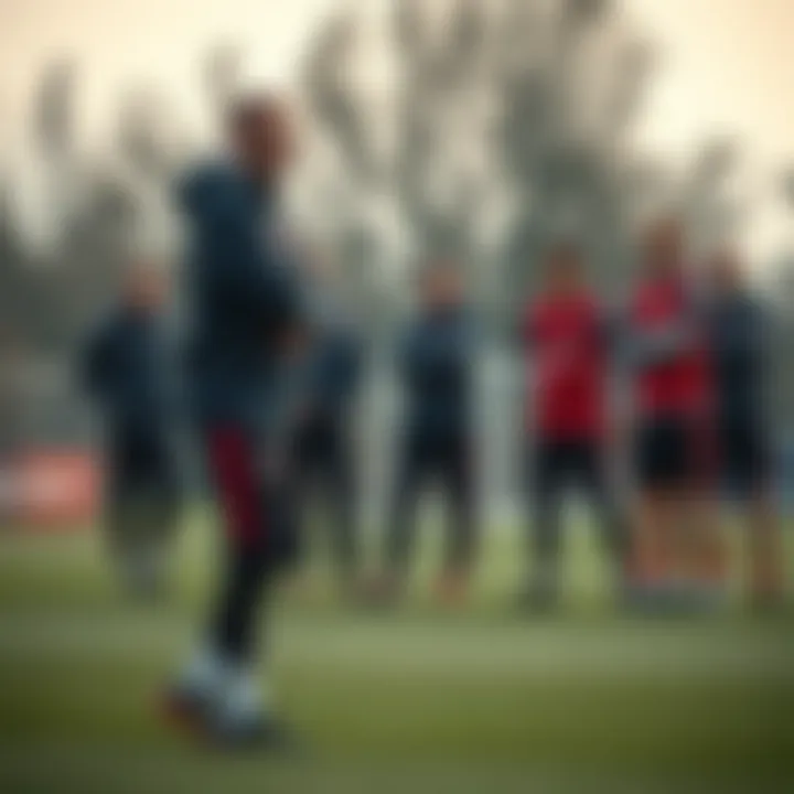 Coaching staff and players engaged in a training session