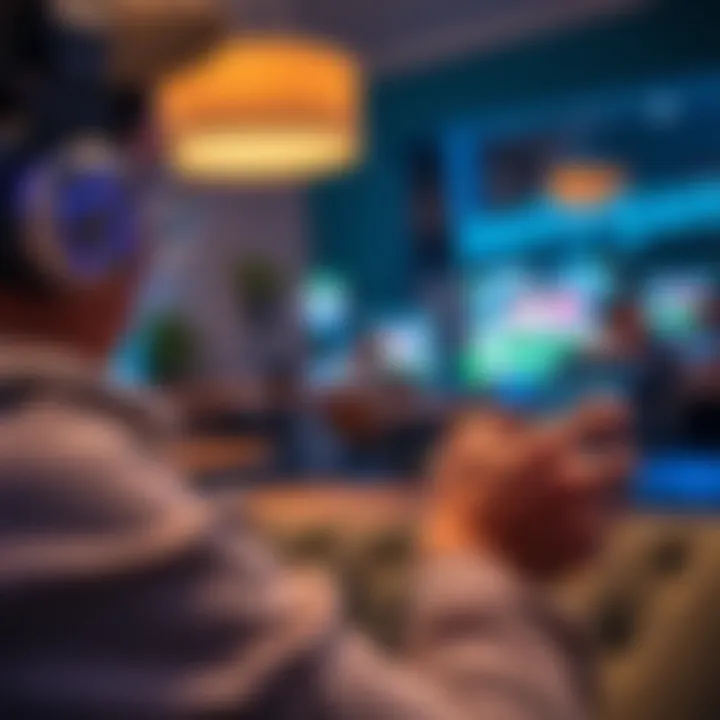 A person enjoying mobile gaming on a smartphone in a relaxed setting