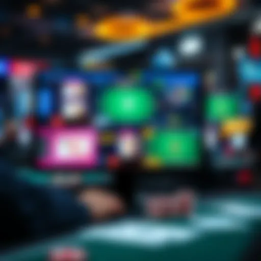 A montage of various online poker game interfaces