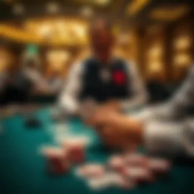 Professional dealer dealing cards in blackjack