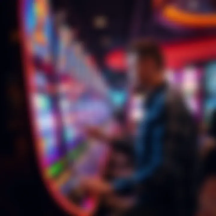 Illustration of a player engaging with an advanced digital slot machine