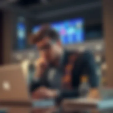 A thoughtful individual reviewing betting options on a laptop